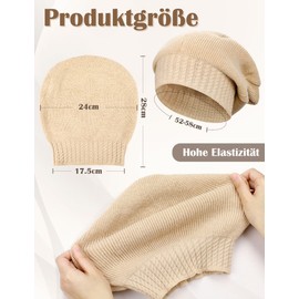Kiiwah Knitted Beanie Hat for Women, Winter Warm Slouchy Cap Classic Elastic Long Beanie Breathable Hat Knit Ski Winter Hat, khaki