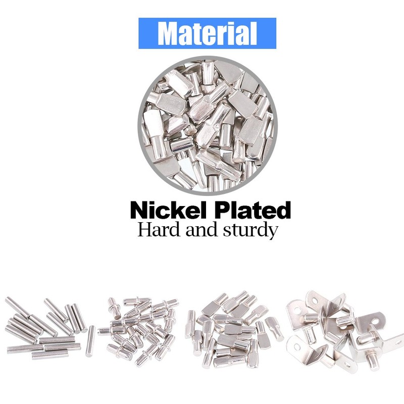 Glarks 120-Pieces 4 Styles Shelf Bracket Pegs Cabinet Furniture Shelf
