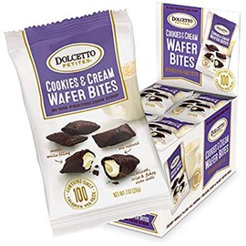 Dolcetto Petites Wafer Bites, Cookies & Cream Flavor, 0.7 Oz Snack Bags (Pack of 24), Cream Filled Bite Sized Crispy Rolled Wafer Cookies, Halal