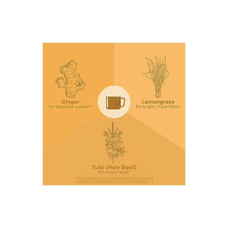 Organic India Tulsi Tea Lemon Jengibre 18 bolsas de té