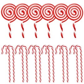 18pcs Christmas Lollipop Ornament Christmas Candy Cane Decorations Christmas Tree Lollipop Ornament Set White and Red Christmas Decorations Red and White Candy Cane for Christmas Decorations Supplies