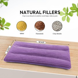 Microwave Heating Pad 6 x 12 Small Heating Pad Microwave, Microwave Bean Bag Heating Pad for Neck and Shoulders, Moist Heat Pack Pillow Warm Compress for Knee, Muscles, Joints, Wrist (Purple)