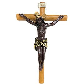 BHEII Cristo Negro de Esquipulas en Santa Cruz 12" Tall Polyresin