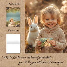 12 Osterkarten Set mit Umschlag Ostergrüße 12er-Set aufklappbare Frohe Ostern Grußkarten im A6 Format Klappkarten mit Vintage mit Kraftpapier Optik Umschlägen Frohe Ostern Kartenset