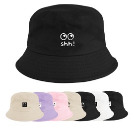 Xnova Fishing Hat Bucket Hat Men Women Colourful Print Hat Beach Sun Hat Fishing Hat Sun Protection Cotton Summer Hat Embroidered Fishing Hats Leisure Hat Unisex Outdoor Hats, Shh-Black, Unit size