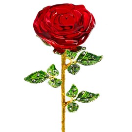 GL-Turelifes Red Crystal Rose Flower with Stem Preserved Forever Rose Floral Birthday Gifts for Mom, Woman, Girl, Lover, Crystal Flowers Anniversary, Valentines, Wedding