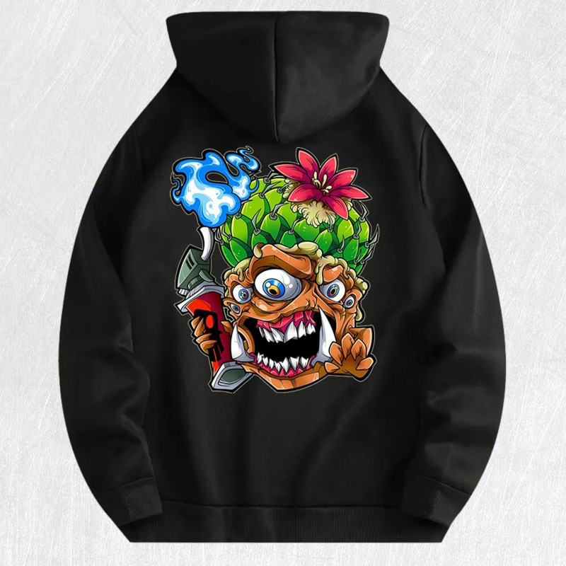 Trippy Cactus Graphic Hoodie 100% Cotton US Warehouse 7 ColorsColor: