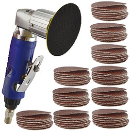 2" Air Angle Sander Grinder Polisher and 100 Pack 120 Sanding Grit Hook/Loop Pads