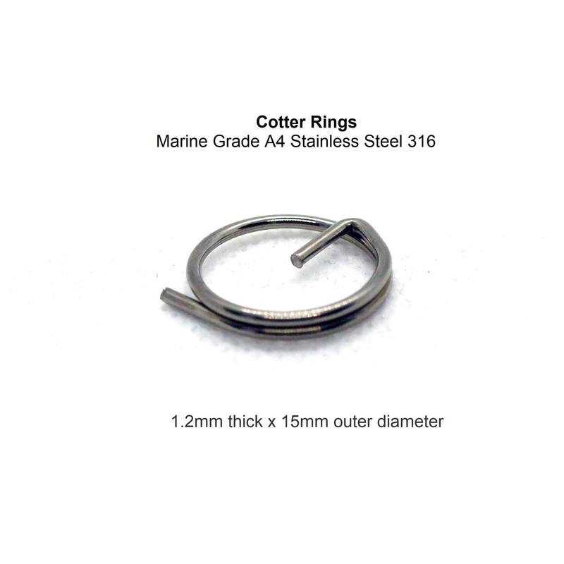 5 x Cotter Split Rings Marine Grade A4 Stainless Steel