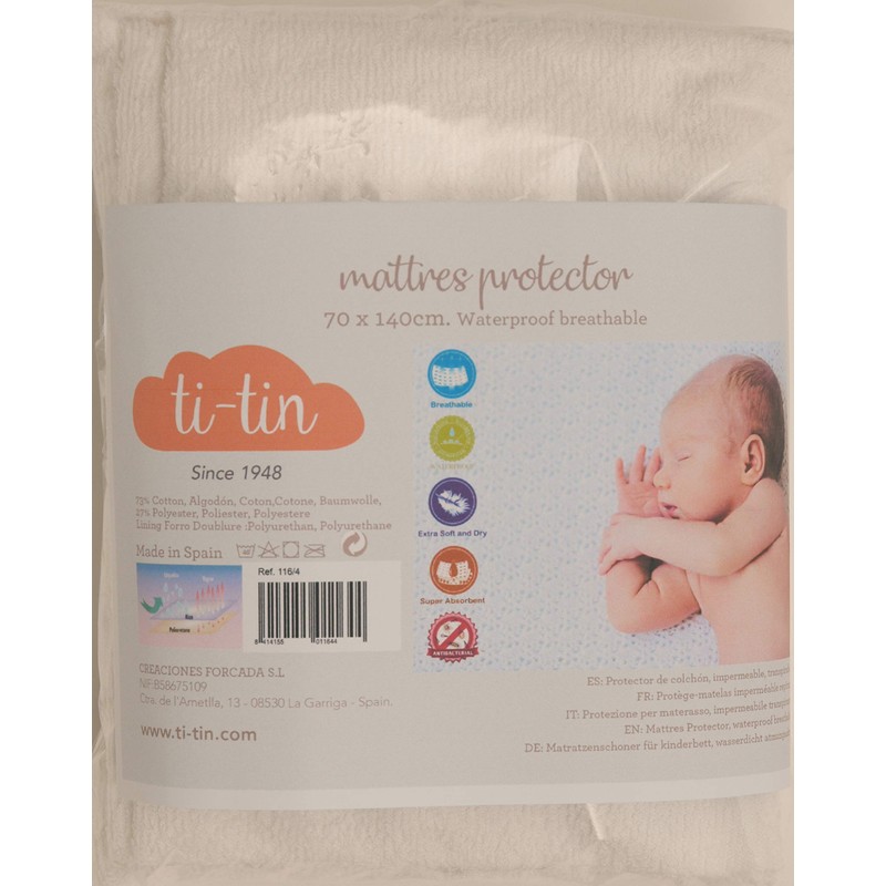 Ti TIN - Cotton Mattress Protector for a Baby Crib,