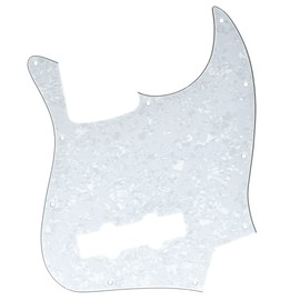 KAISH 4 String J Bass Style Pickguard Bass Pick Guard Scratch Plate for USA/Mexico Jazz J Bass White Pearl