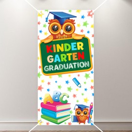 Kindergarten Graduation Backdrop for Kids owl Photography Preschool School Party Banner Backdrops Classroom photo Props Decoration 35.4x72.8in-BECKTEN