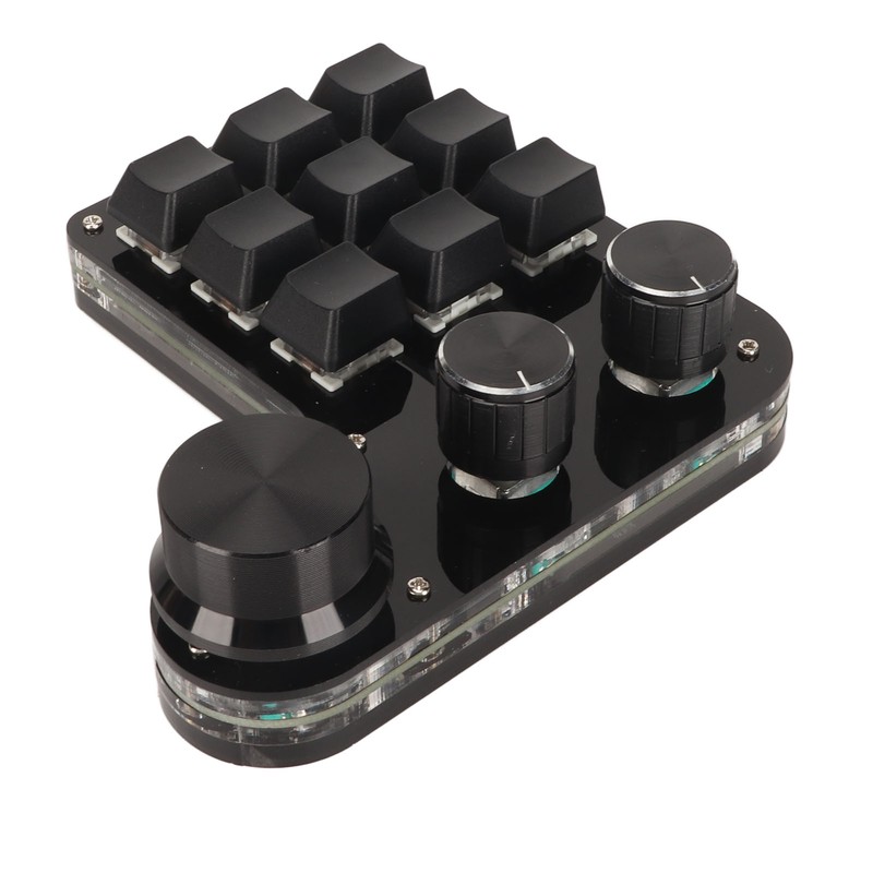 Mini 9 Key Keypad with 3 Knob RGB Light Blue