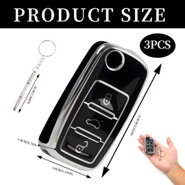 Universal Fit Car Key Fob Case Replacement, 2-Pack with 3 Buttons - Compatible with Hyundai i20, i30, i35, iX20, iX35, Kia Ceed, Soul, Sportage, Venga - Remote Control Folding Shell Case Accessories