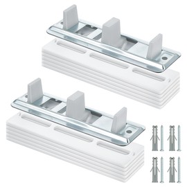 2 Pack Sliding Closet Door Floor Guides with Carpet Risers, Adjustable Sliding Closet Door Guide Fit 3/4'' to 1-3/8'' Thick Doors, White and Metallic