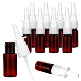 DIVINA VITAE 10 ml Nasal Spray Bottle 10Pcs Refillable Atomiser Spray Bottle Brown Plastic Empty Nasal Spray Bottle for Water Perfume Essential Oils Wound Disinfectant Spray