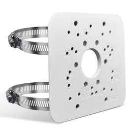 Universal Vertical Pole Corner Mount Bracket for Security Camera, Stainless Steel Pole Mount Adapter with 4 Loops, CCTV Cameras Mounting Brackets, Solar Panel Clamp