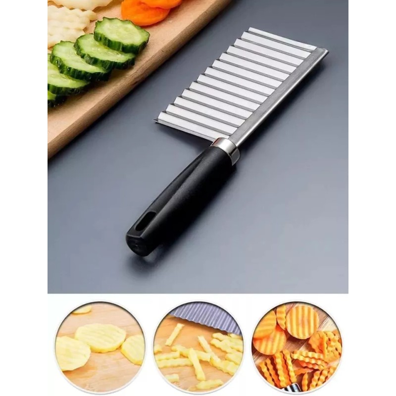 koofull Crinkle Cutter Knife Stainless Steel Cutting Tool for Potato