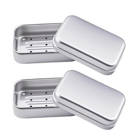 2Pcs Aluminum Travel Soap Case, Metal Self Draining Shampoo Bar Holder, Portable Bar Soap Dish Container for Gym Camping Bathroom