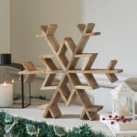 VHC Brands Natural Wooden Snowflake Small 17x17x2.75