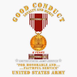 HOF Trading Army - Good Conduct W Medal W Ribbon - 6 Years Vinyl Sticker Waterproof Decal Laptop Wall Window Bumper Sticker 5"