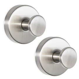 ZESLMG Suction Cup Wall Hooks for Shower, Bathroom, Kitchen, Glass Door, Mirror, Tile – Loofah, Towel, Coat, Bath Robe Adhesive Hooks for Hanging up to 22 lbs Max Never Falling Rust Proof (2, Nickel)