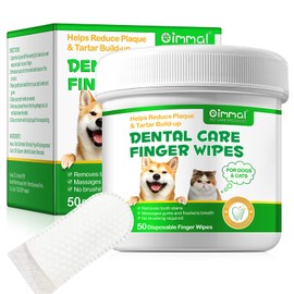 Dog Teeth Cleaning 50PCS, Pets Teeth Cleaning Wipes for Dogs & Cats, Dog Toothbrush Kit, Dog Dental Care Finger Wipes, Remove Bad Breath, Plaque & Tartar, Cleaning & Gum Care Pet Wipes
