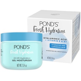 POND'S Fresh Hydration Gel Moisturizer – Hidratación de 24 horas con vitamina E, ácido hialurónico y vitamina B3 – Hidratante facial sin alcohol ni aceite – Probado por dermatólogos, 3.4 onzas