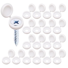BUXIMN 150pcs Plastic Hinged Screw Covers Caps, Flolding Screw Cap Covers Flip Tops Snap (White, M6)