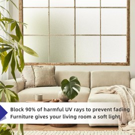 Frosted Window Privacy Film Non-Adhesive Static Cling Bathroom Decorative Stickers Heat Control UV Blocking Opaque Glass Window Coverings Film for Home Front Door Office