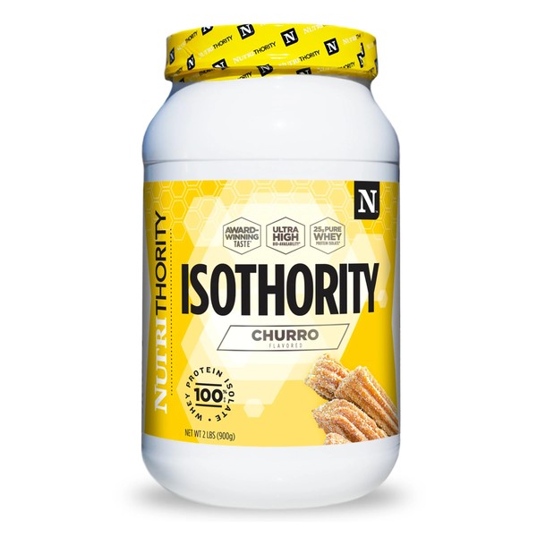 Nutrithority Isothority Whey Protein Isolate, Churro, 2 lb - Ultra Absorbable Branched Chain Amino Acids (BCAA) Powder with 25g Protein Per Serving, Low Carb - Build Muscle & Accelerate Recovery