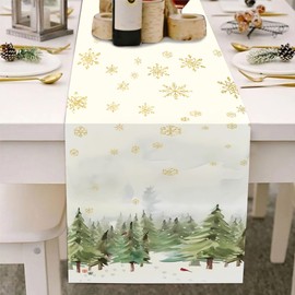 Christmas Table Runner 13x72 Inch, Christmas Tree Snowflakes Christmas Table Runners Holiday Decorations Farmhouse Christmas Table Decor for Kitchen Dinning, Indoor Christmas Decorations