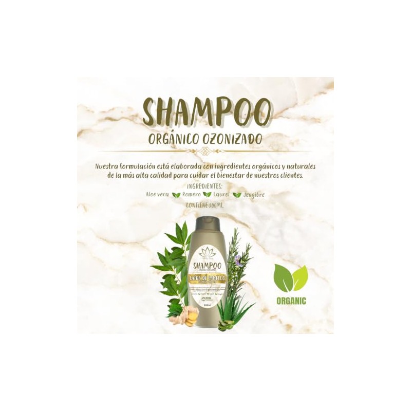 Shampoo Orgánico Ozonizado De Romero y Aloe Vera y Vitamina
