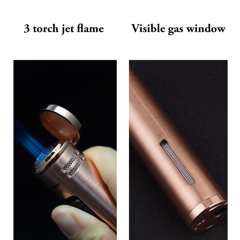 CIGARISM Triple Torch Jet Flame Lighter, Windproof Cigar Lighter, Cigar