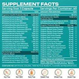 Probiotics for Women & Men - 300 Billion CFU & 24 Strains Probiotic with 15 Organic Herbs Prebiotics, for Overall Digestive Health, Immune, Constipation, Gut & Bloating Health - 2 Month Supply -135