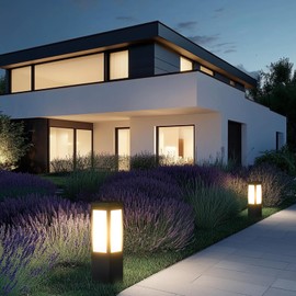 YMDHFS Modern Landscape Path Light Outdoor Pathway Light E26 Bollard Lighting Aluminum IP54 Waterproof Garden Floor lamp Driveway Light for Lawn Yard Porch Patio Walkway 16"