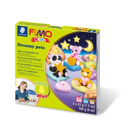 STAEDTLER FIMO Kids Dreamy Pets 8034 28 LY Play and Modelling Set Especially Soft Modelling Clay Exciting Child-friendly Projects Promote Fine Motor Skills and Creativity