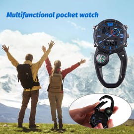 VOSO Carabiner Watch Luminous Clip on Quartz Watch Compass, Glow in The Dark Clip On Unisex Pocket Backpack Buckle Belt Watch for Doctors Chefs Outdoor Climbing