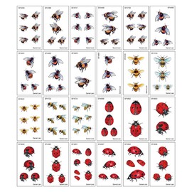 SanerLian Bee Insect Temporary Tattoo Sticker Waterproof Ladybug Men Women Party Favor Hand Arm Shoulders 10.5X6cm Set of 24 (SF285)