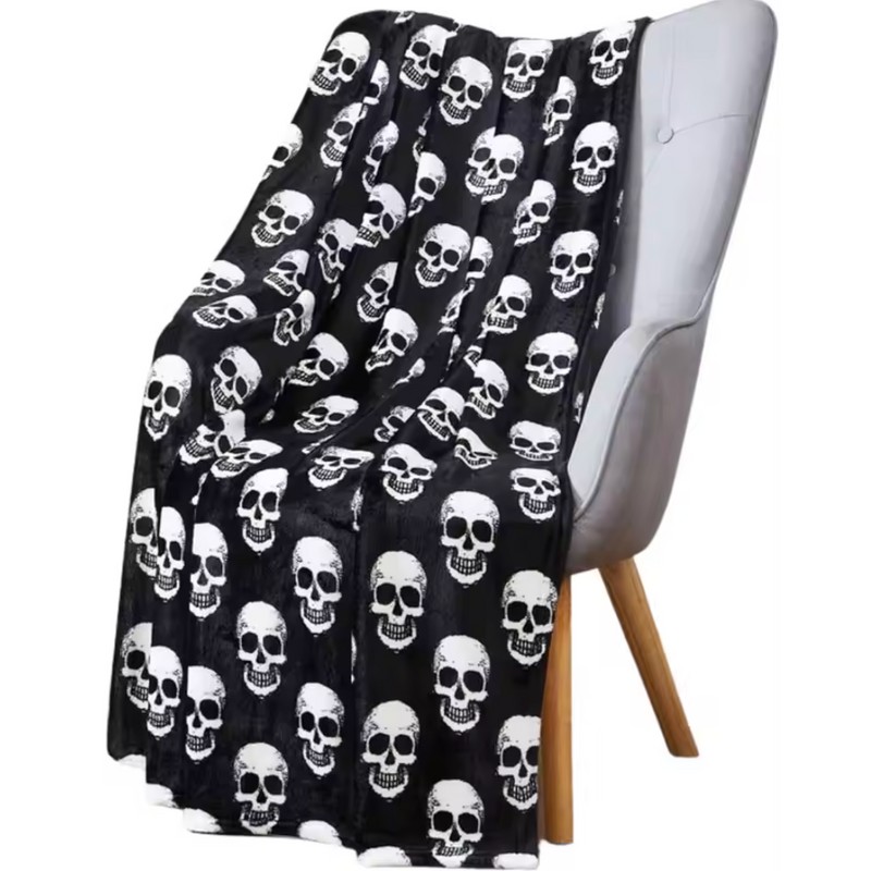 Black Bat Print Flannel Throw Blanket – Soft Lightweight Blanket