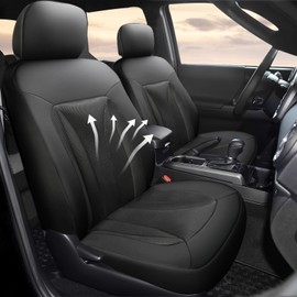 GIANT PANDA 2 Pack Front Mesh Seat Covers Custom Fit Toyota Tacoma 2016 2017 2018 2019 2020 2021 2022 2023 Double & Crew Cab SR, SR5, Limited, TRD Pro, TRD Sport, TRD Off-Road,Faux Leather (Black)