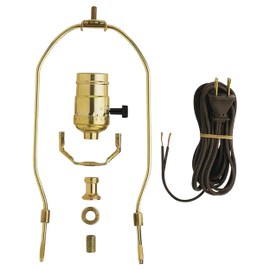 Ohlectric Lamp Making Kit - Contains Lamp Parts & Wiring Kits - Brass Plated, Push Through Socket - Rewire an Old Broken Lamp - Complete Make-a-lamp Kit - Decorative Lamp Making Kit - OL-39148