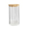 yiwilebi Glass Food Storage Jars with Bamboo Lids, Clear Square