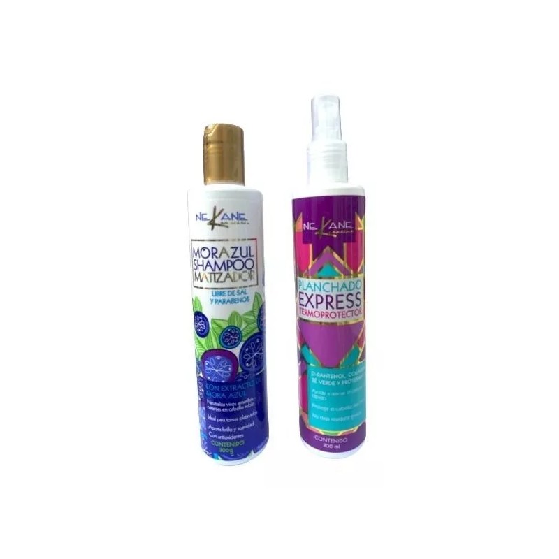 Nekane Kit Nekane Shampoo Matizador Mora Azul + Termoprotector
