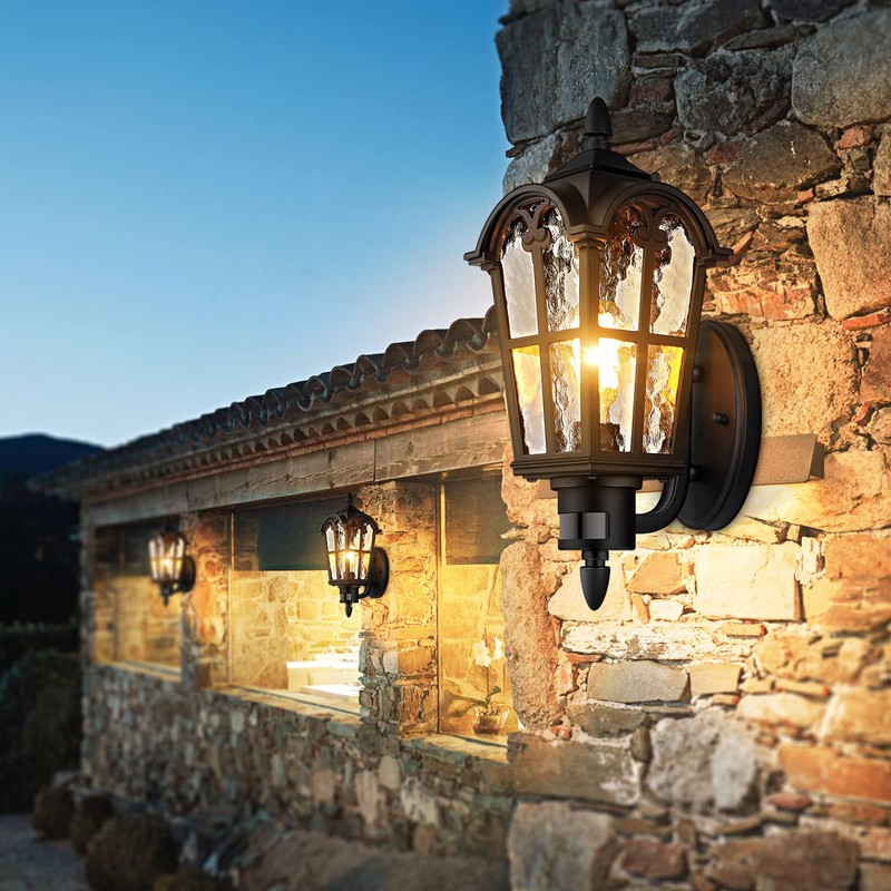 BesLowe 2-Pack 16” Large Motion Sensor Outdoor Wall Lights, Black