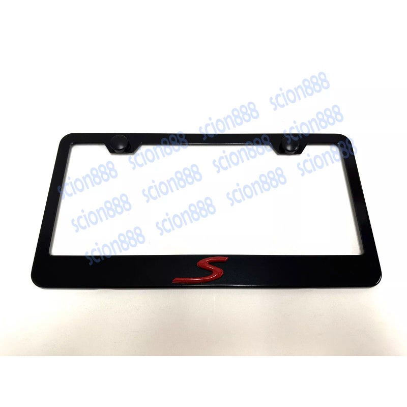 License Plate Frame 1pc 3D RED S Emblem Badge BLACK