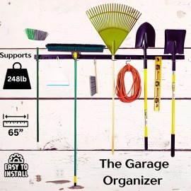 Yukon 65" Wall Mount Tool Organizer Garage Shed Garden Tool Holder Storage Rack