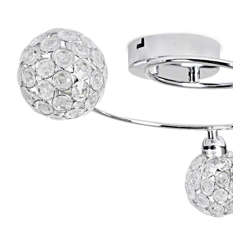 MiniSun Contemporary 3 Way Silver Chrome Swirl Design Flush Ceiling
