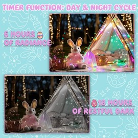 cshare Easter String Lights Battery Operated,Pastel Easter Lights with Timer 9.8ft 30LED Transparent Wire Fairy Lights for Easter Decorations Garland Outdoor Indoor Party