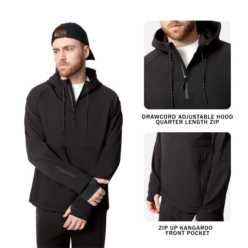 ALPINE NORTH Vargas Men's Anorak Softshell Jacket, Waterproof Windproof Pullover